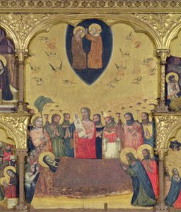Poliptyk Zaśnięcia NMP, detal Zaśnięcia i Koronacji (tempera na płycie)